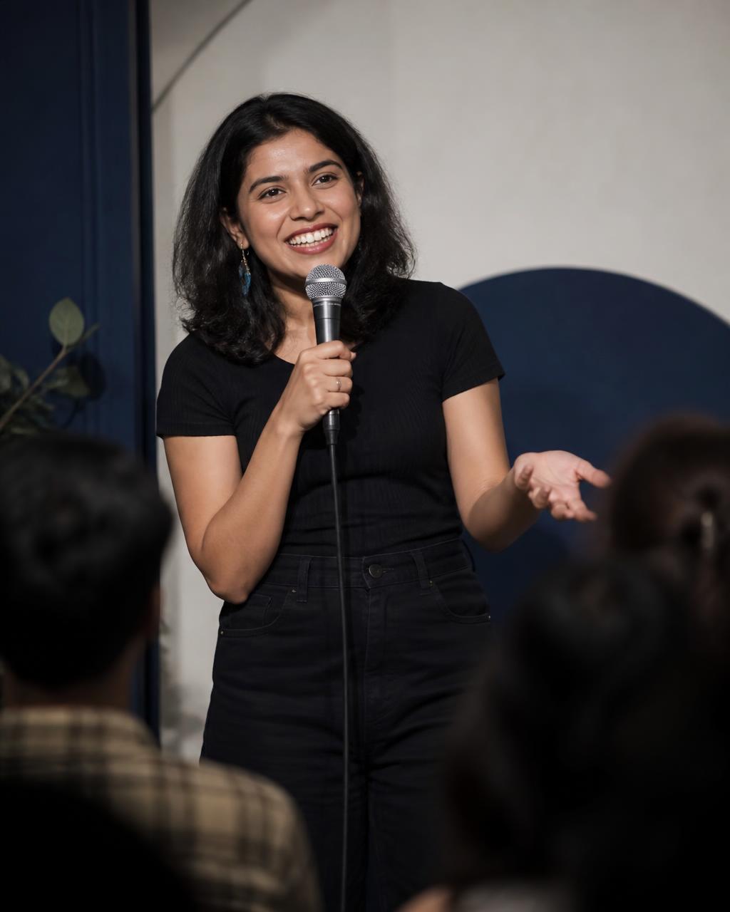 Comedian performing on stage
